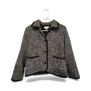 Appleseed's Black and Gray Textured Blazer Size 4 Petite